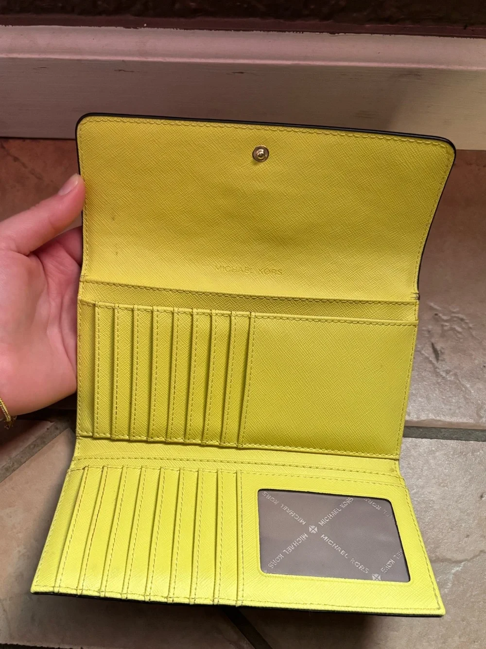 Michael Kors Bright Yellow Saffiano Leather Continental Wallet - Picture 3 of 4